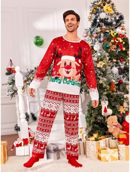 Shein Men 1set Family Matching Christmas Print PJ Set