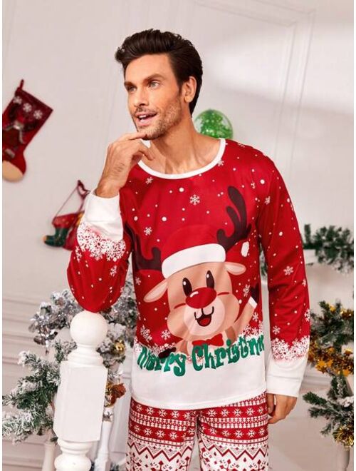 Shein Men 1set Family Matching Christmas Print PJ Set