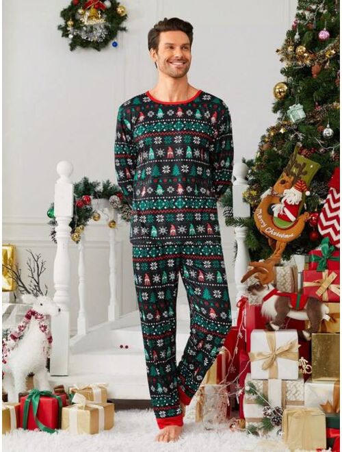 Shein Men Family Matching Christmas Print PJ Set