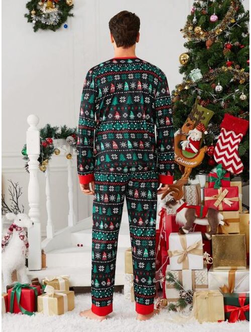 Shein Men Family Matching Christmas Print PJ Set