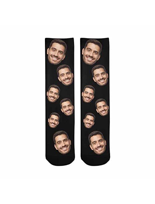 M YESCUSTOM Custom Face Crew Sockss with Photo, Personalized Birthday Socks, Unisex Funny Crew Sock Gifts for Men and Women