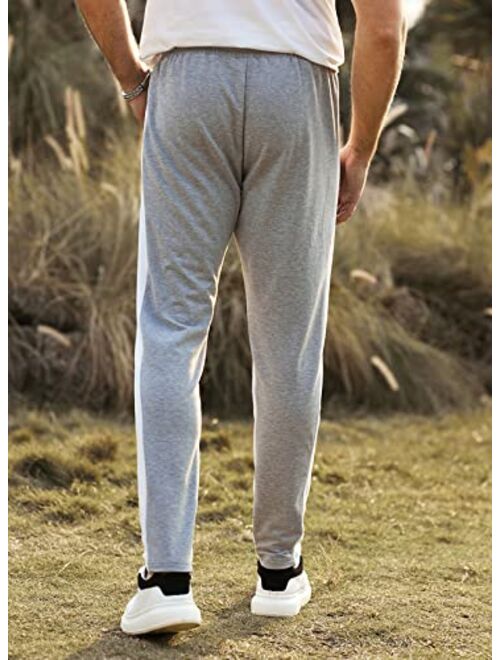 JMIERR Men's Joggers Pants Elastic Waist Drawstring Tapered Sweatpants Lightweight Track Pants with Zipper Pockets