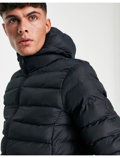 French Connection puffer jacket with hood in navy