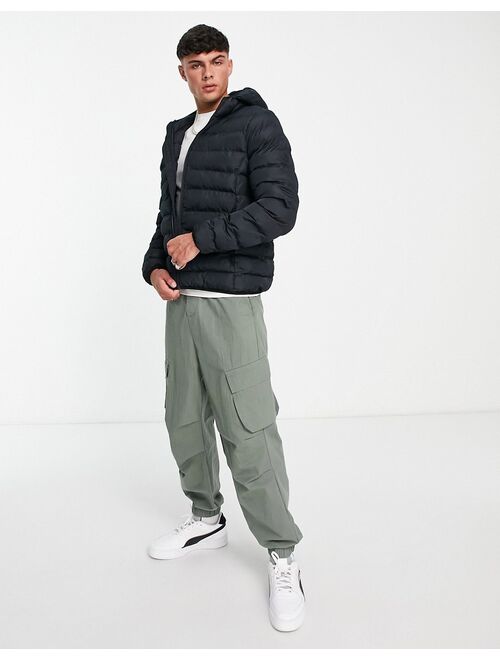 French Connection puffer jacket with hood in navy