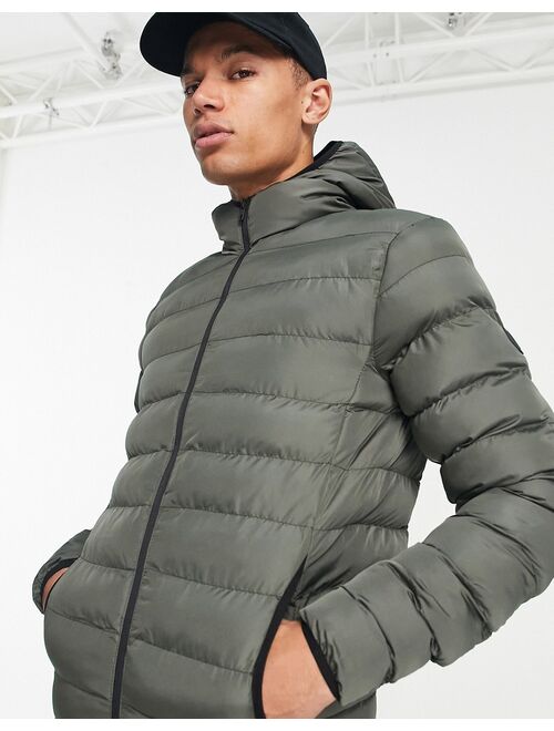 French Connection Tall puffer jacket with hood in gray