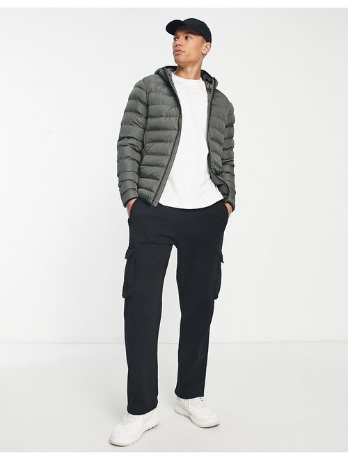 French Connection Tall puffer jacket with hood in gray
