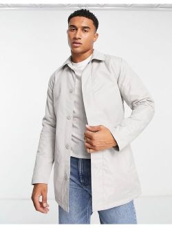 lined classic trench jacket in stone