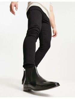 leather Chelsea boots in black