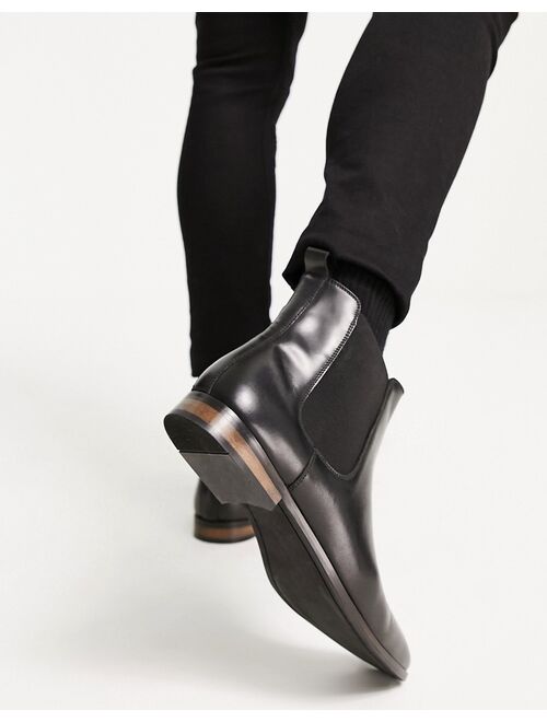 French Connection leather Chelsea boots in black