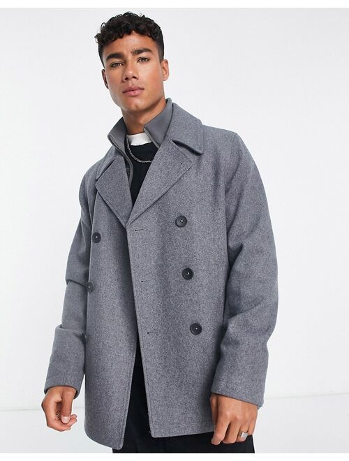 French Connection double breasted peacoat with inner in light gray