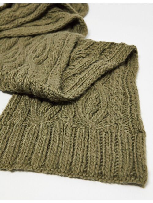 French Connection cable scarf in khaki