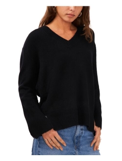 Women's V-Neck Ribbed-Edge Sweater