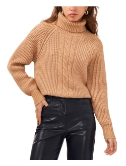 Women's Turtleneck Back-Cutout Raglan-Sleeve Sweater