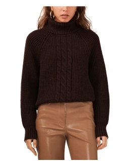 Women's Turtleneck Back-Cutout Raglan-Sleeve Sweater