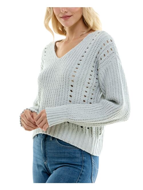 Crave Fame Juniors' Chenille Pointelle Sweater