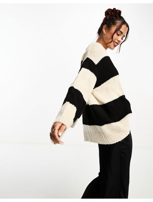ASOS DESIGN oversized sweater with crew neck in stripe