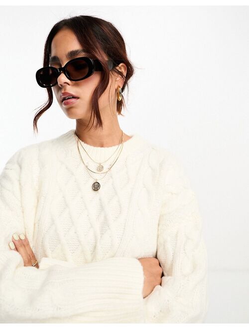 ASOS DESIGN oversized cable sweater in cream