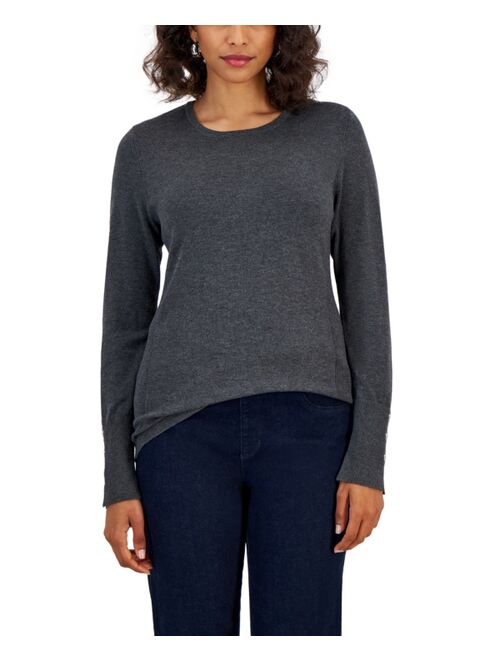 JM Collection Button-Sleeve Sweater, Created for Macy's