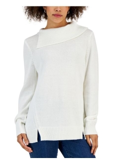 Karen Scott Women's Split Funnel-Neck Sweater, Created for Macy's