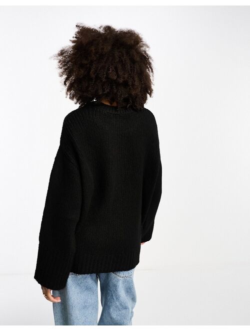 ASOS DESIGN oversized sweater with crew neck in black
