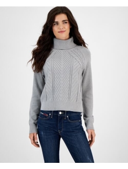 Tommy Jeans Women's Cable-Knit Turtleneck Sweater