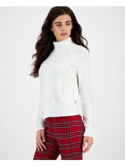 Tommy Jeans Women's Cable-Knit Turtleneck Sweater