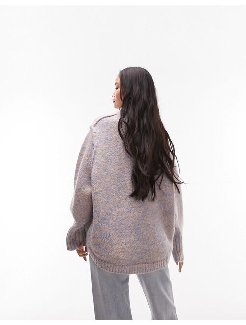 Topshop knitted forward seam twist yarn crew sweater in multi