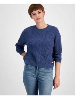Tommy Jeans Women's Crewneck Chevron-Knit Sweater