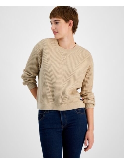 Tommy Jeans Women's Crewneck Chevron-Knit Sweater