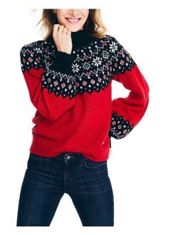 Women's Crafted Mock-Neck Fair Isle Sweater