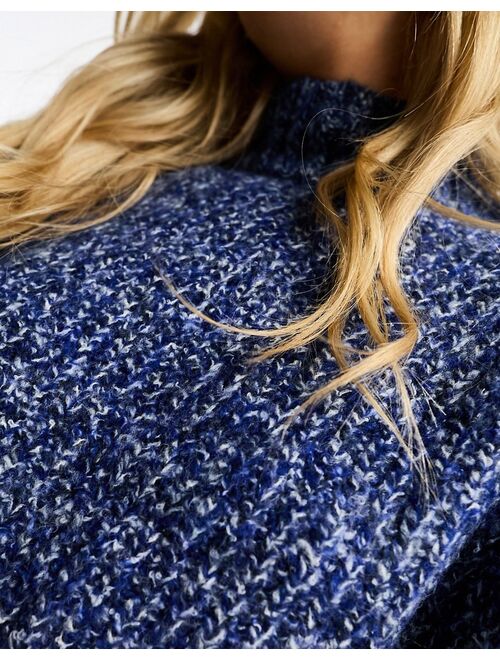 Monki knitted sweater in blue twisted yarn