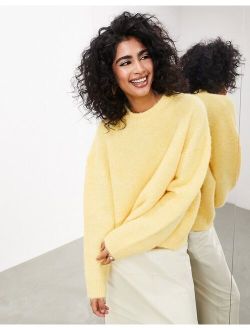 ASOS EDITION oversized crew neck knit sweater in buttermilk yellow