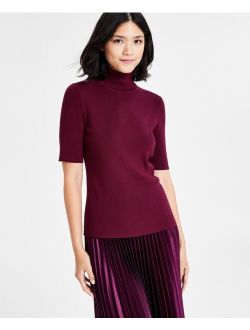 Women's Turtleneck Half-Sleeve Sweater, Regular & Petite