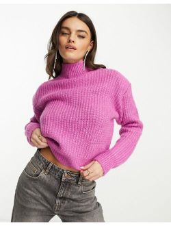 Mango high neck sweater in bright pink