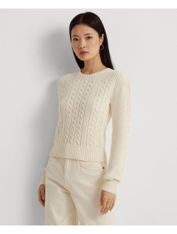 Lauren Ralph Lauren Women's Cable-Knit Puff-Sleeve Sweater