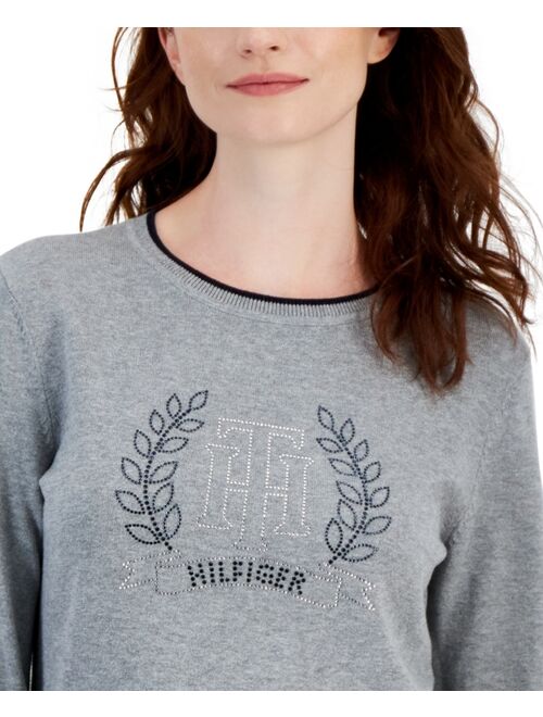 Tommy Hilfiger Women's Logo Crest Long Sleeve Sweater