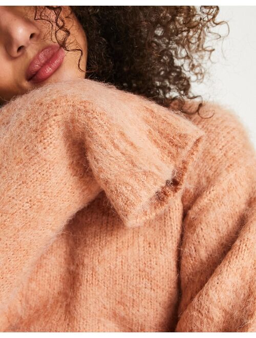 ASOS DESIGN oversized sweater in brushed yarn in dusky pink