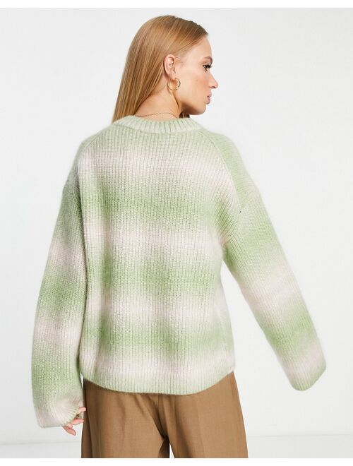 & Other Stories wool blend sweater in white and green stripe