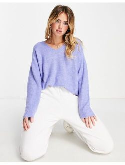 lightweight v neck sweater in lilac