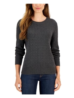 Karen Scott Petite Cotton Cable-Knit Sweater, Created for Macy's