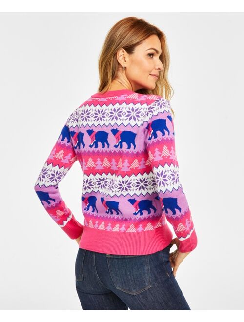 Charter Club Holiday Lane Women's Santa Bear Sweater, Created for Macy's