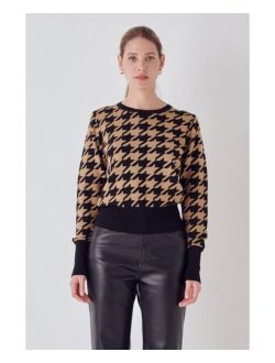 Women's Knit Houndstooth Sweater