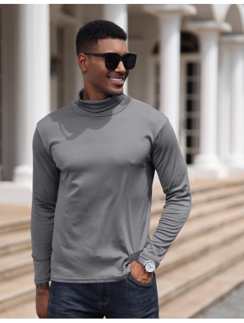 Lexiart Men's Casual Long Sleeve Turtleneck T-Shirts Basic Thermal Stretchy Pullover Undershirt