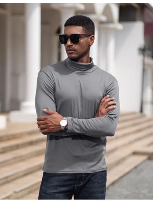 Lexiart Men's Casual Long Sleeve Turtleneck T-Shirts Basic Thermal Stretchy Pullover Undershirt