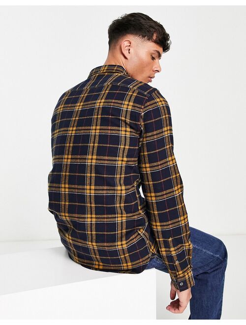 French Connection long sleeve multi check flannel shirt in navy