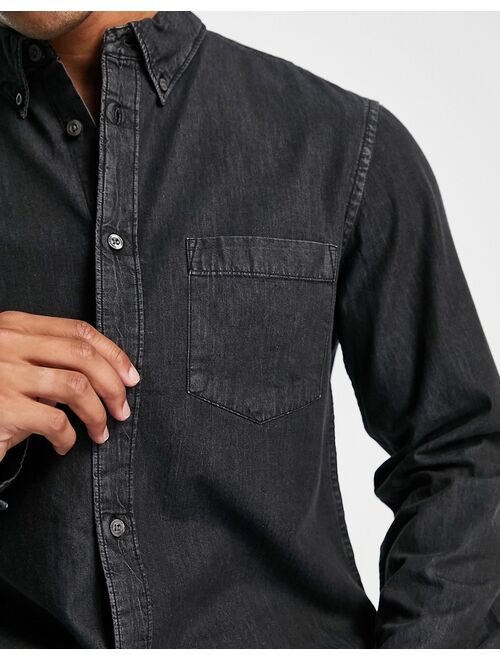 French Connection long sleeve denim shirt in black