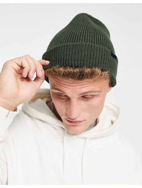French Connection FCUK ribbed beanie hat in dark green
