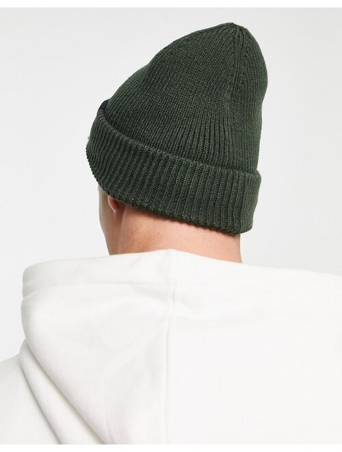French Connection FCUK ribbed beanie hat in dark green
