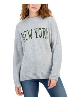 Just Polly Juniors' Ribbed-Edge New York Sweater