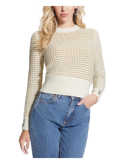 GUESS Women's Georgie Waffle-Knit Crewneck Sweater